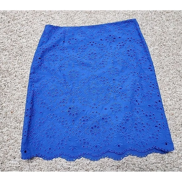 Talbots Dresses & Skirts - Talbots A-Line Skirt Women's Eyelet Royal Blue Sz 6 NWT cotton lined $109 32x20